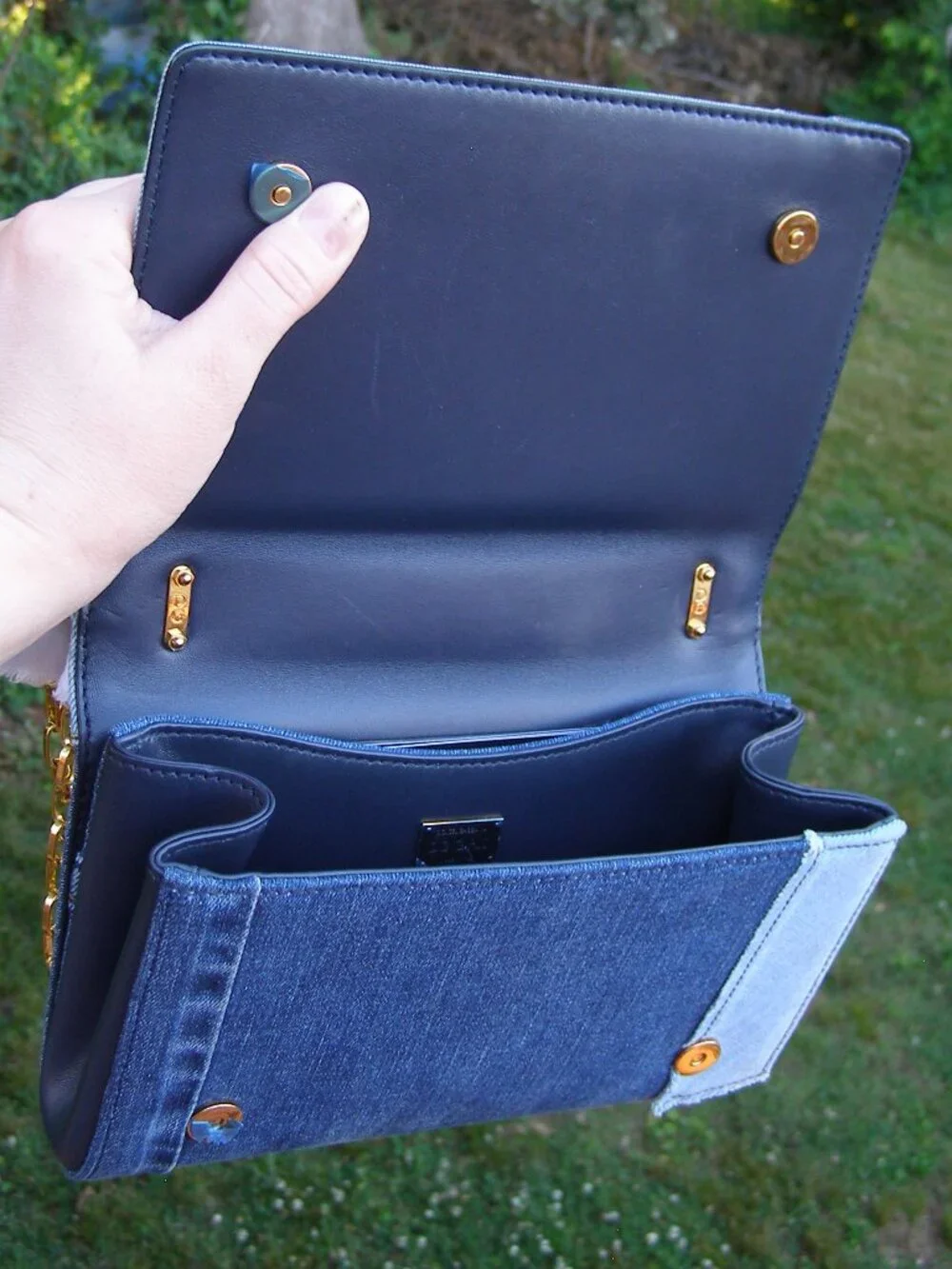Dolce & Gabbana Denim Shoulder Crossbody bag with Gold Chain handles